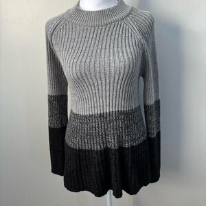 Style & Co. Gray and Black Colorblock Half-Turtleneck Sweater